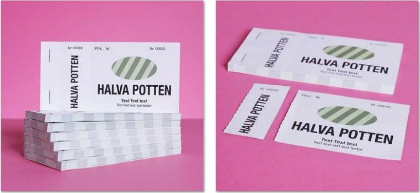 Halva potten-lotter med tryck och logga – halva potten lotter